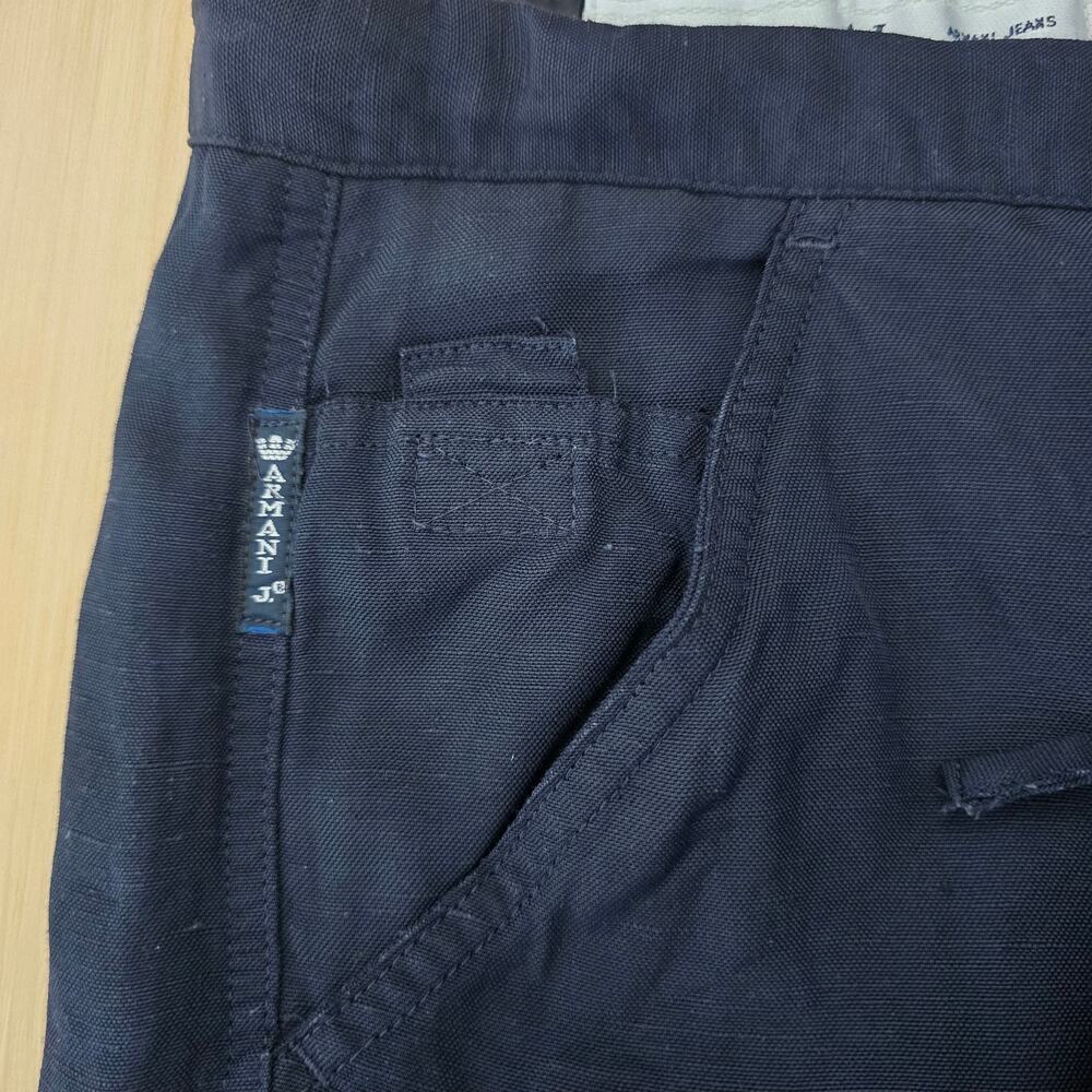 Armani Jeans Viscose Linen Blend Cargo Pants Navy Made in Italy Size US 10 - Picture 3 of 12